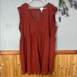 Women's Rust Eyelet Lace Dress